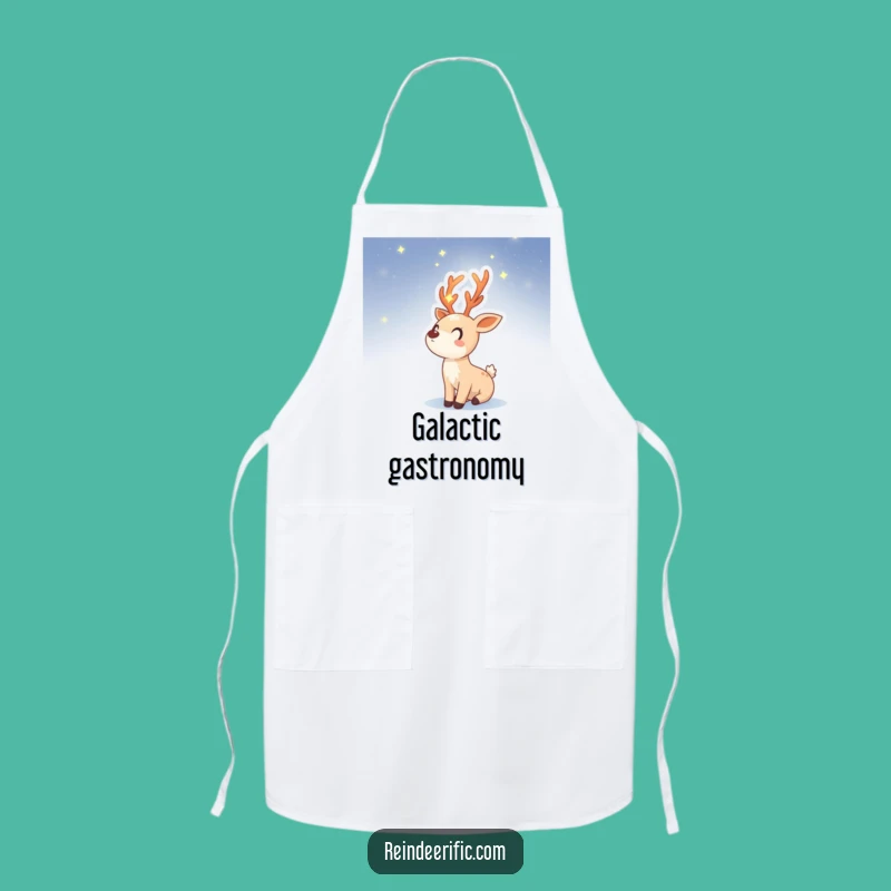 Funny Apron: Starry Reindeer Sprite, Night Sky Cooking Accessory
