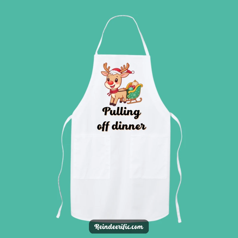 Funny Cheerful Reindeer Apron: Kitchen Sleigh Pulling Bib, Practical Funny Gift!