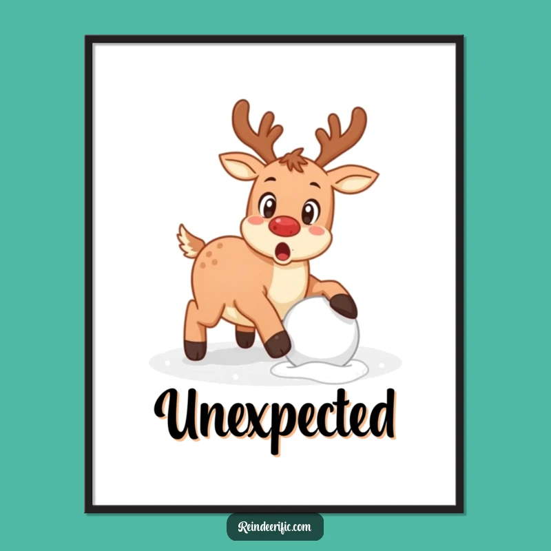 Funny Stumble Art: Surprised Reindeer, Instant Funny Gift Download!