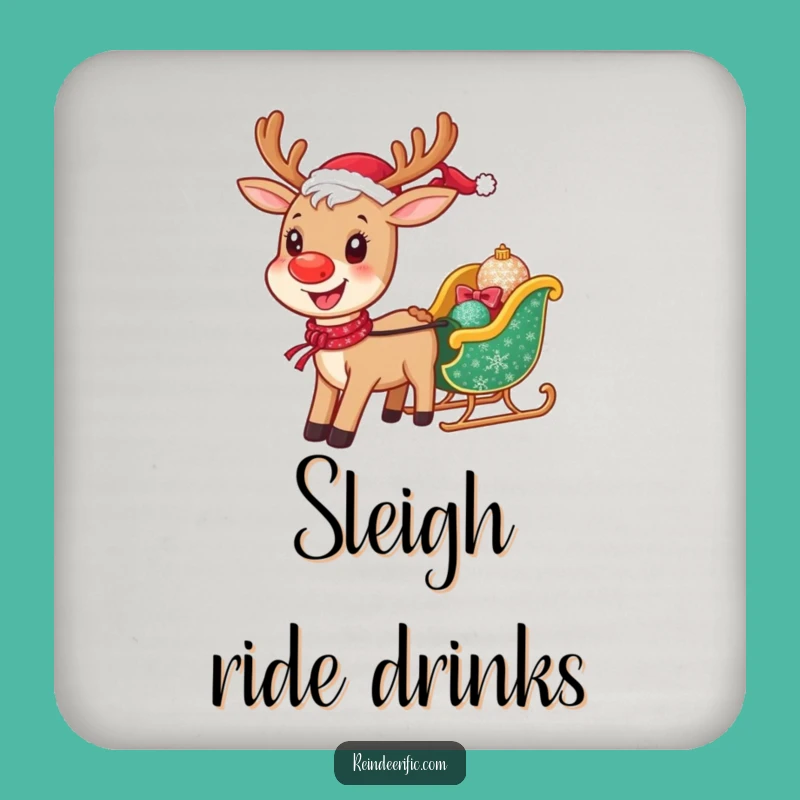 Funny Cheerful Reindeer Coaster: Protect Surfaces Sleigh Pulling Style, Novelty Funny Gift!