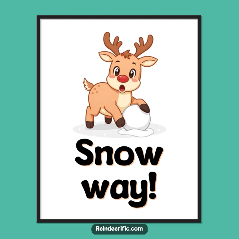 Funny Stumble Reindeer Art: Surprised Snow Fun Print, Unique Funny Gift!