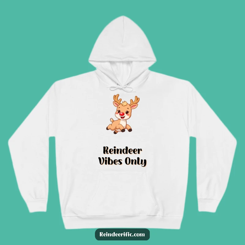 Cozy Funny Hoodie: Furry Reindeer with Red Nose, Perfect for Holiday Merriment