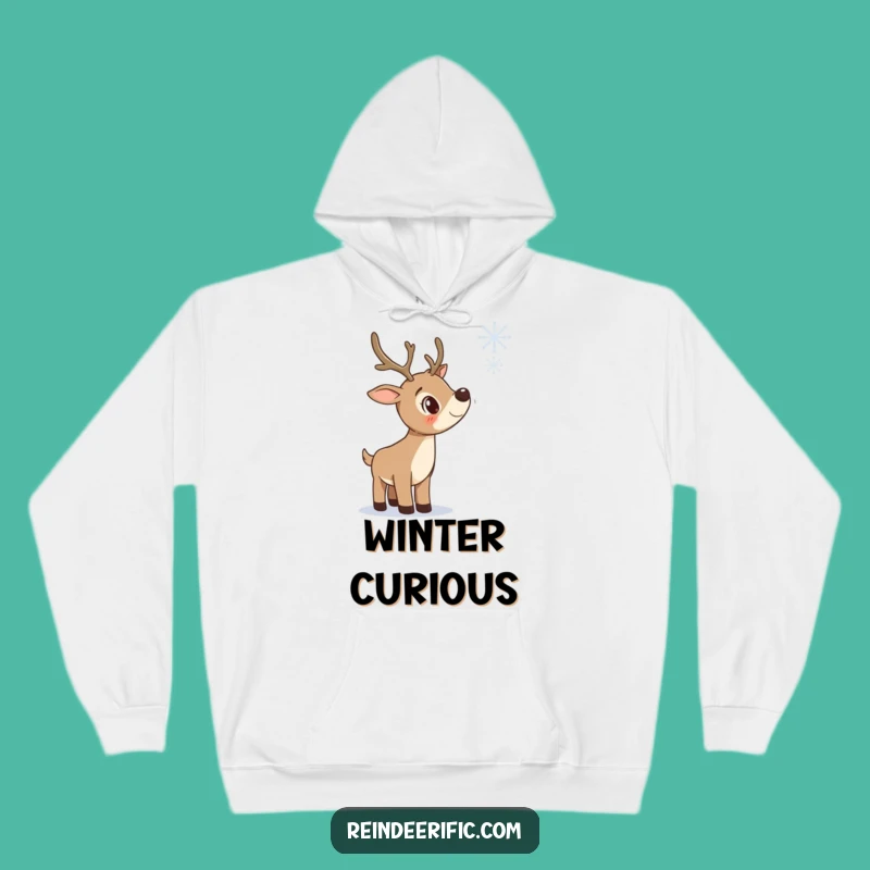 Funny Curious Reindeer Hoodie: Cozy Snowflake Watching Sweatshirt, Great Funny Gift!