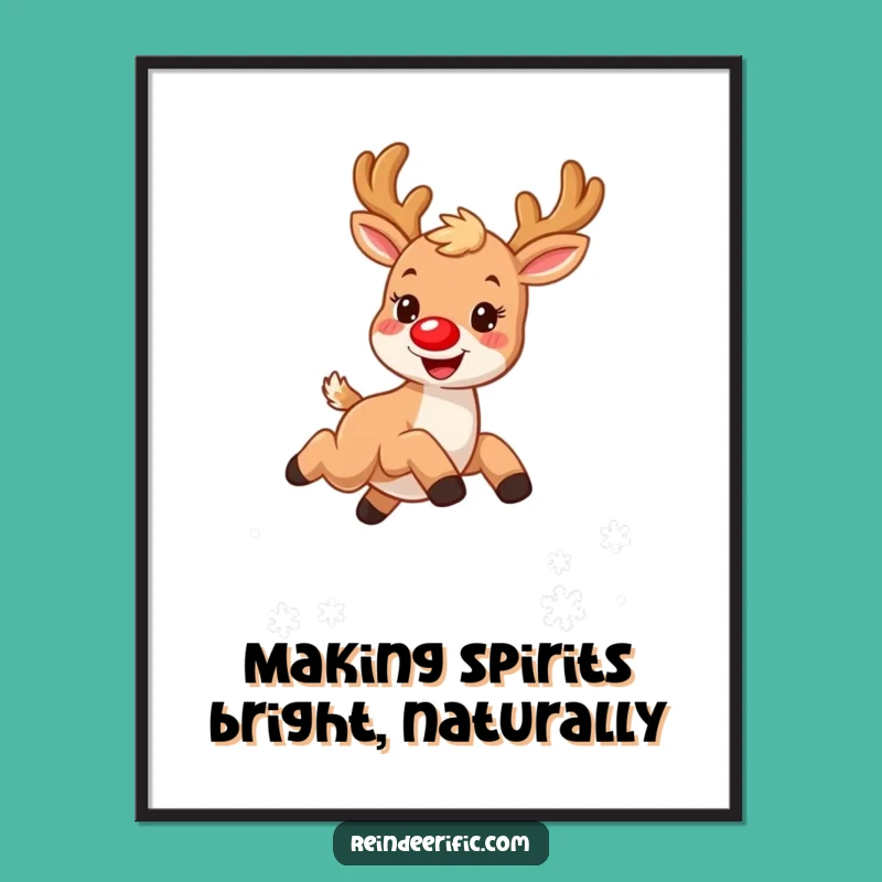 Free Printable Wall Art: Funny Reindeer's Joyful Leap, Downloadable Art for Whimsical Gifts