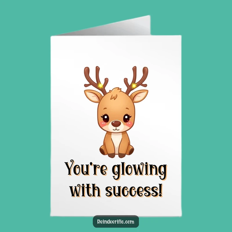 Free Printable Funny Congrats Card: Fairy Light Reindeer, Sparkling Downloadable Gift