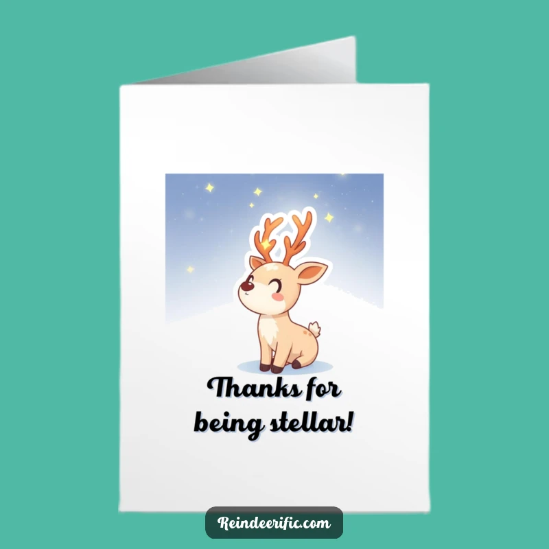 Free Printable Thank You Card: Starry Reindeer Sprite, Downloadable Gratitude for Gifts