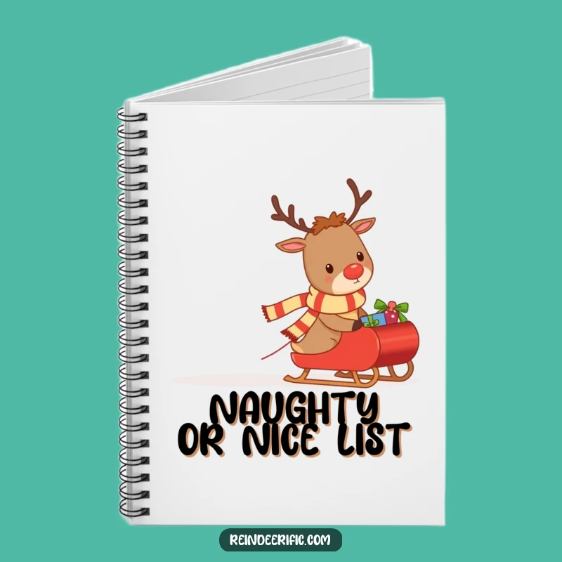 Funny Notebook: Determined Reindeer Pulling Gifts, Festive Organizer