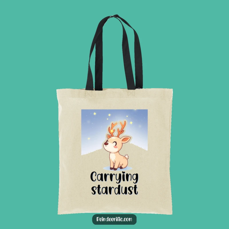 Funny Tote Bag: Starry Reindeer Sprite, Celestial Night Sky Accessory
